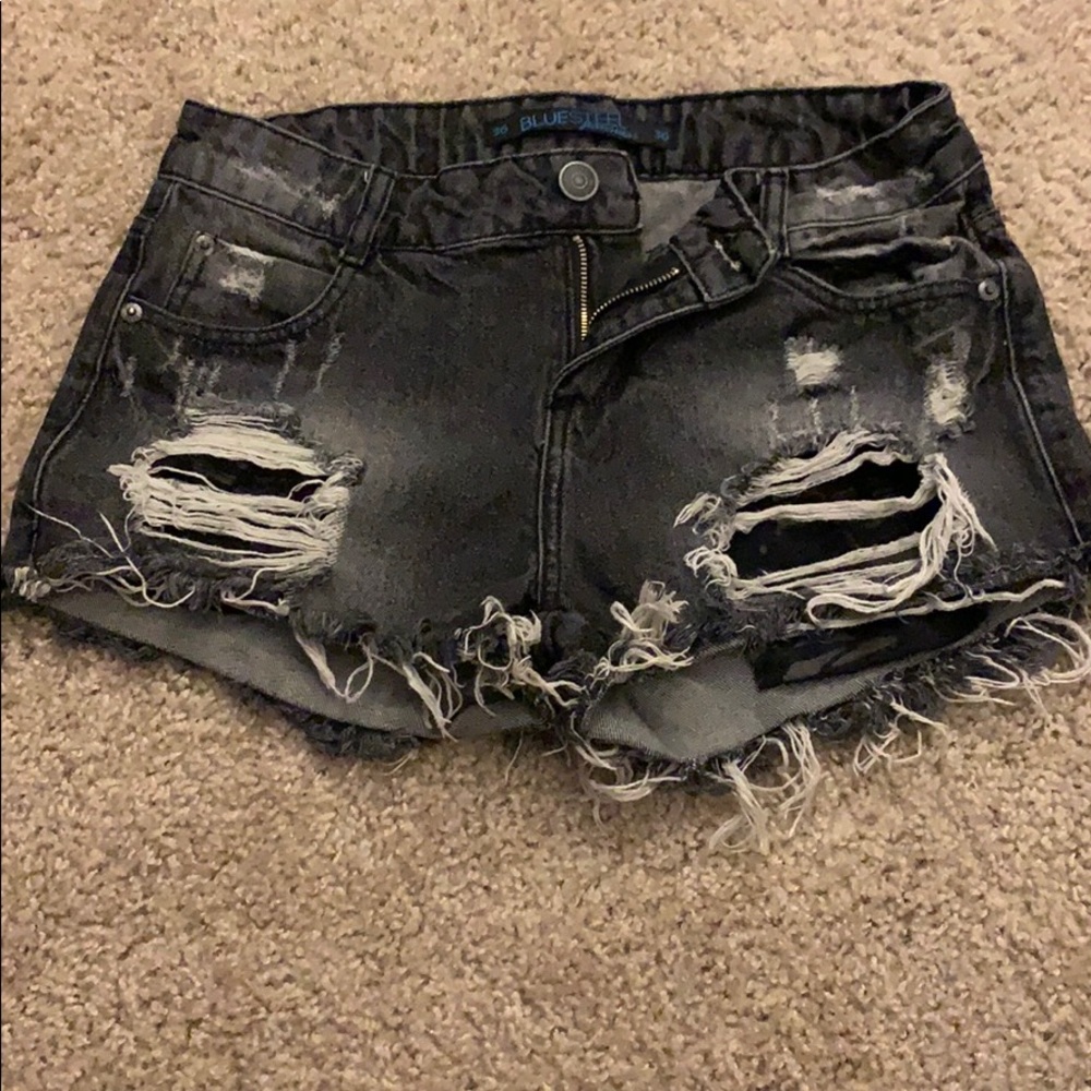 BlueSteel Black Distressed Grunge Jean Shorts
